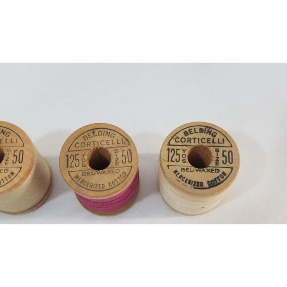 Vintage Belding Corticelli Bel-Waxed Mercerized Cotton Thread Spools Lot Of 4 - Picture 6 of 7